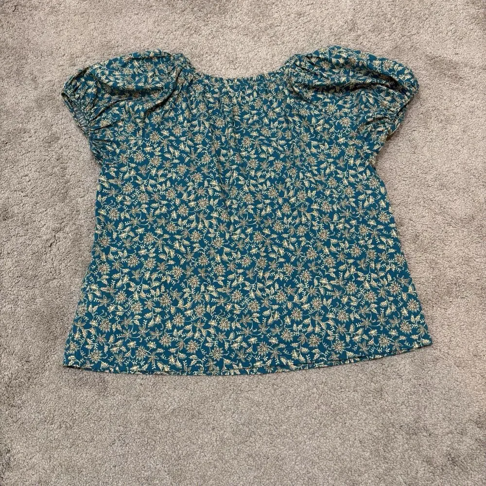 Madewell Scoop Neck Puff Sleeve Top Eloise Ditsy Floral Size 10
